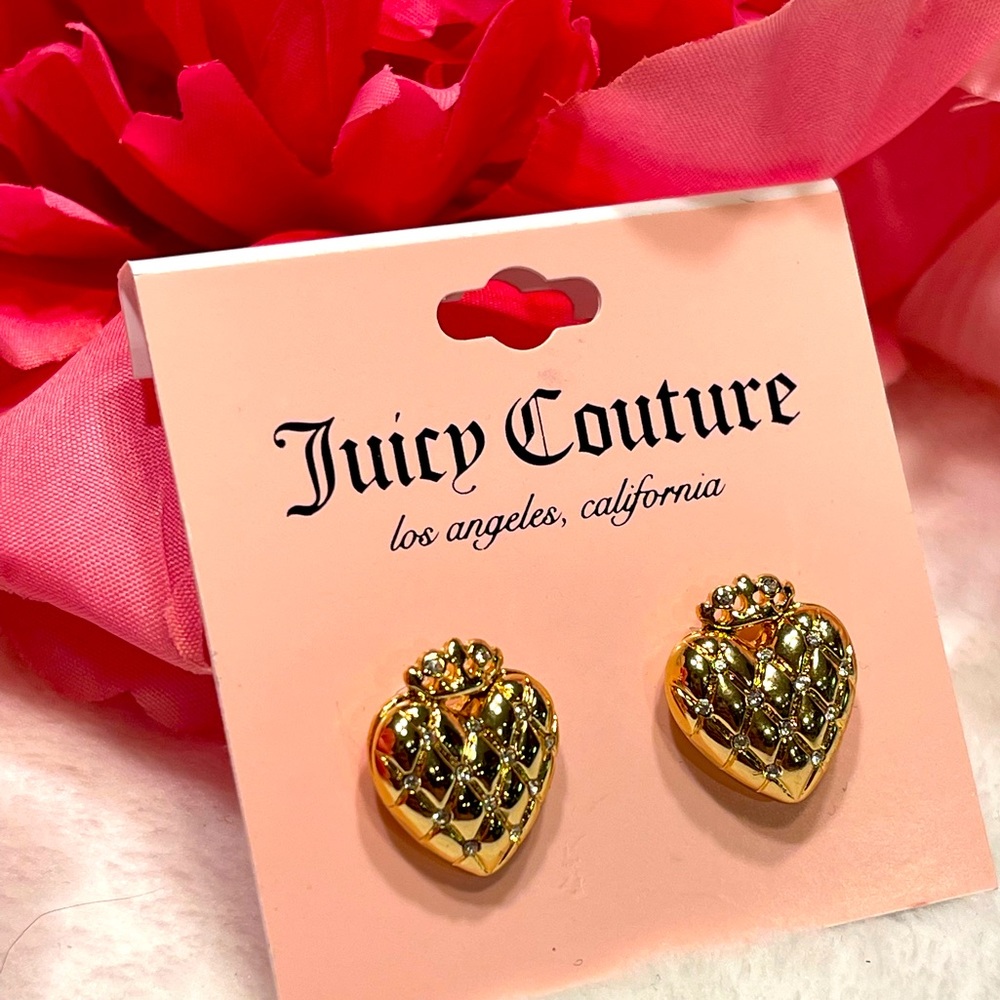 Juicy Couture Gold Heart Crown Earrings